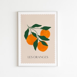 Orange Fruit Art Print, Oranges Print, Orange Poster, Les Oranges Art Print, Fruit Wall Art, Kitchen Print, Foodie Gift, Fruit Illustration