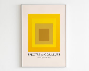 Yellow Colour Block Print, Square Print, Yellow Geometric Print, Mid-Century Exhibition Poster, Vintage Poster