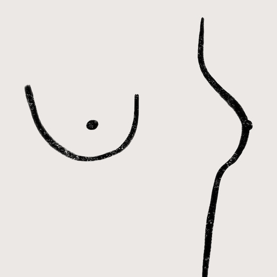 Boob Line Art Print, Breasts Art Print, Female Body Print, Abstract Boob  Print 