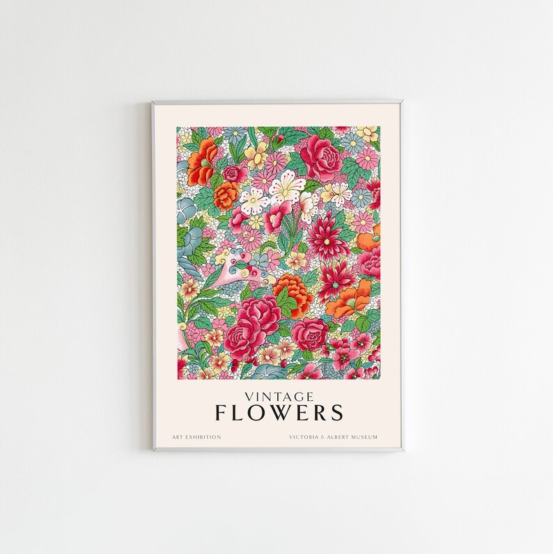 vintage Flower Print, Liberty Print, vintage Gallery Print, Liberty Poster, Gallery Poster, vintage Botanical Print image 3