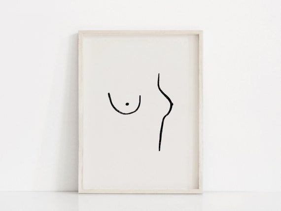 Boob Line Art Print, Breasts Art Print, Female Body Print, Abstract Boob  Print 
