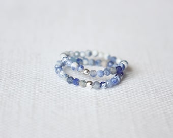 Elastic ring made of sodalith, healing stones, boho, gemstones, stacking rings