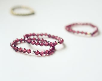 Elastic ring made of garnet, healing stones, boho, gemstones, stacking rings