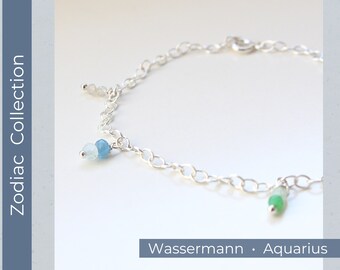 WASSERMANN - Silber-Armband mit Geburtssteinen, Silber