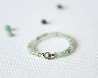 Elastic ring of emeralds, healing stones, boho, gemstones, stacking rings