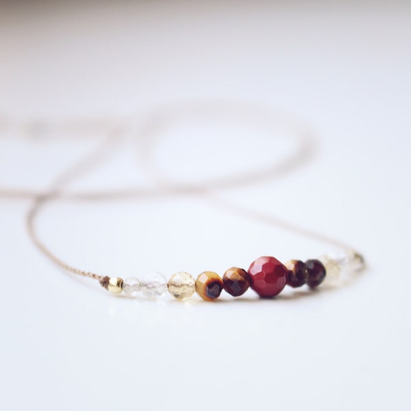 VIRGO - Necklace with healing stones, birthstone, tiger's eye, jasper, citrine, necklace, choker