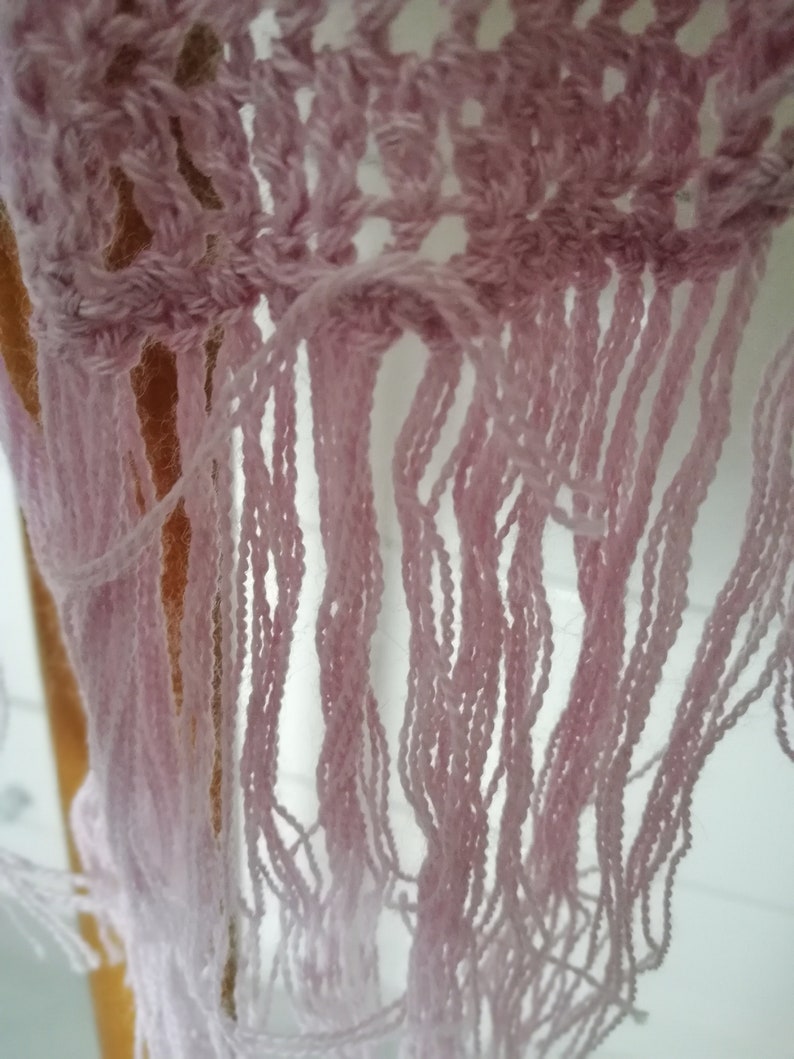 Knitted silk scarf Powder pink knit shawl
