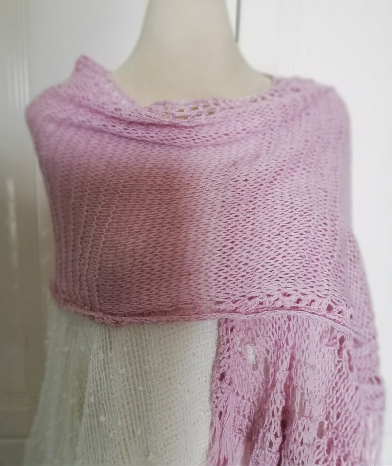 Knitted silk scarf Powder pink knit shawl