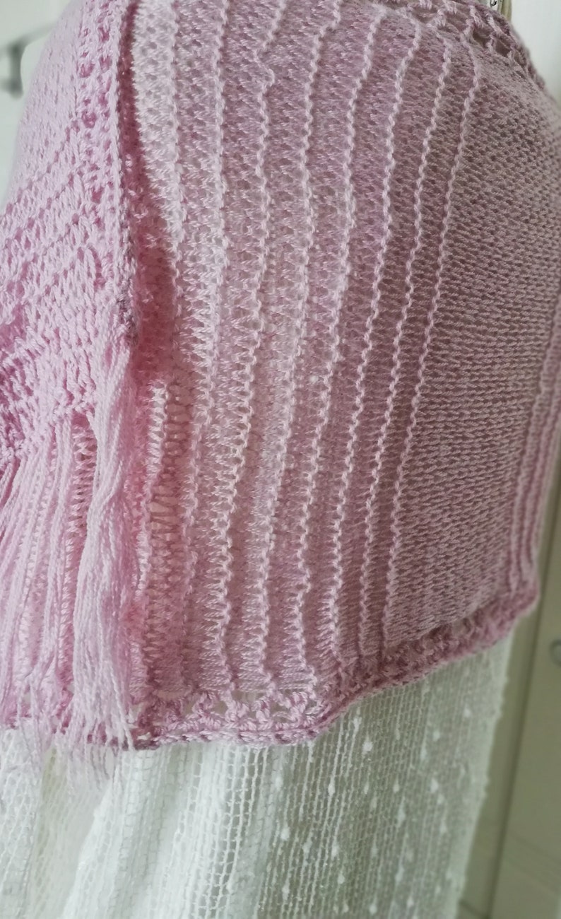 Knitted silk scarf Powder pink knit shawl