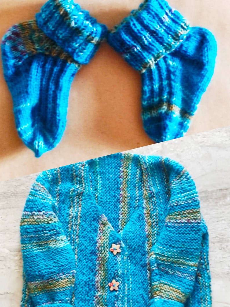 Cardigan for baby, Custom made to order,Knitted SET baby jacket and socks