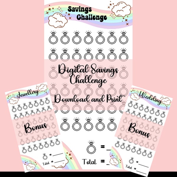 Wedding Ring Savings Tracker | Digital Download | Printable | Saving Challenge | Budget Binder | Money Wallet | Budget | Cash Stuffing