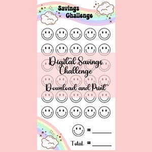 Smiley Face Savings Tracker | Digital Download | Printable | Saving Challenge | Budget Binder | Money Wallet | Budget | Cash Stuffing