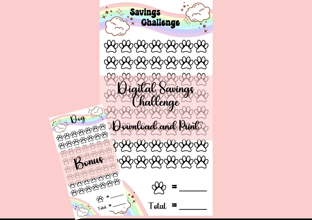 Managing Paws Worksheets.pdf Dog Paw Savings Tracker Digital Download Printable - Etsy