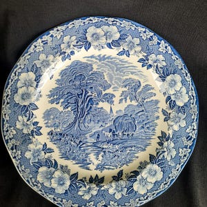 Vintage English Serving Plate – Unikorn Tableware Blue Transferware (28 cm)