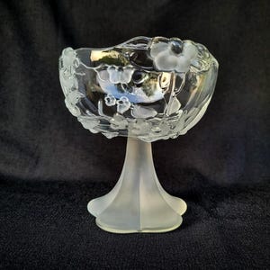 Vintage Walther Glas Candy Dish / Pressed Glass Compote with Floral Design / Made in Germany
