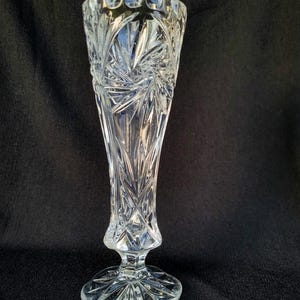 Vintage AH Bavaria Crystal Vase / 24% Lead Crystal / 23 cm Tall / Cut Glass Germany