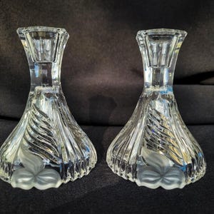 Vintage Crystal Candle Holders by Anna Hütte / Pair of 24% Lead Crystal Candlesticks / made in Germany