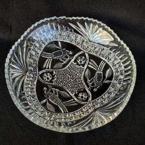 Vintage Hofbauer Crystal Bowl / Bird Motif / Made in Germany / 21 cm Diameter