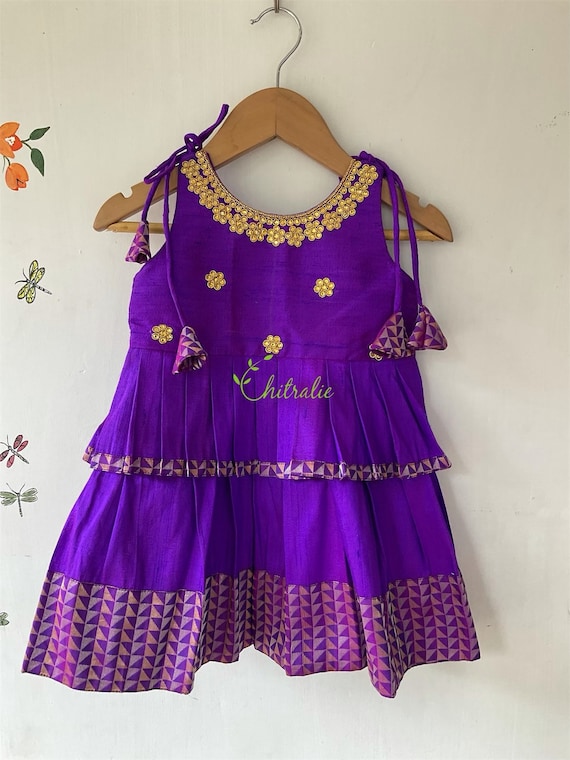 Purple Double Layered Knot Frock for Toddlers Etsy