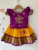 Yellow and  Purple Pattu Pavadai for Baby Girls/ Traditional Indian Wear for Kids 