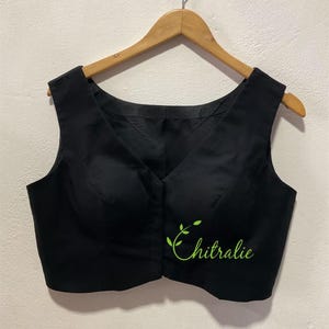 Made To Order Indian Sleeveless Black Cotton Blouse/ Women Indian Saree Blouse