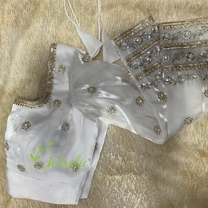 Custom Made White Designer Blouse For X&#39;mas Celebrations/ Christian Wedding Blouse