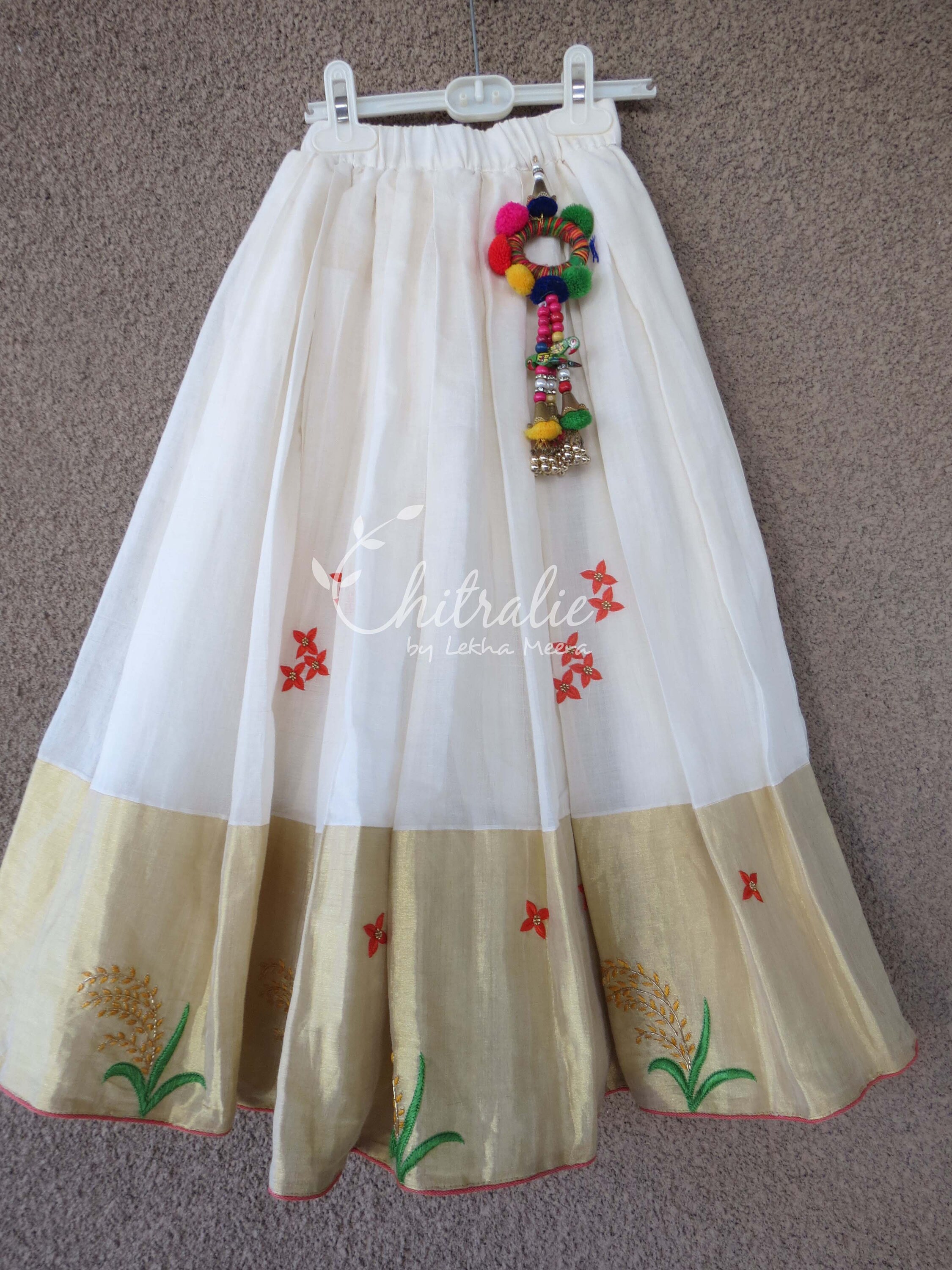 Indian Ethnic Gold Kasavu Pavadai for Girl Kid/ Kerala Etsy