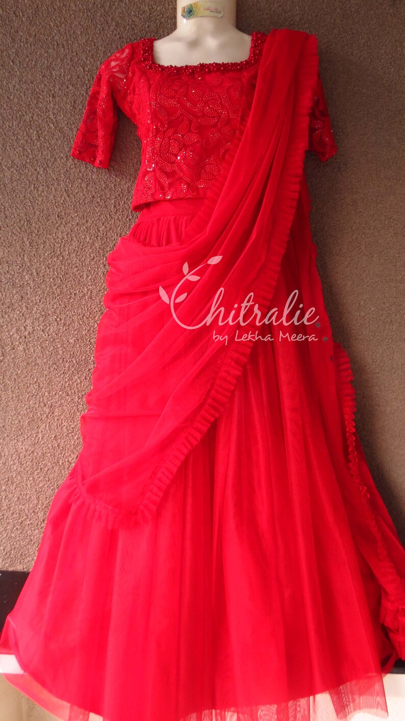 red lehenga for girls