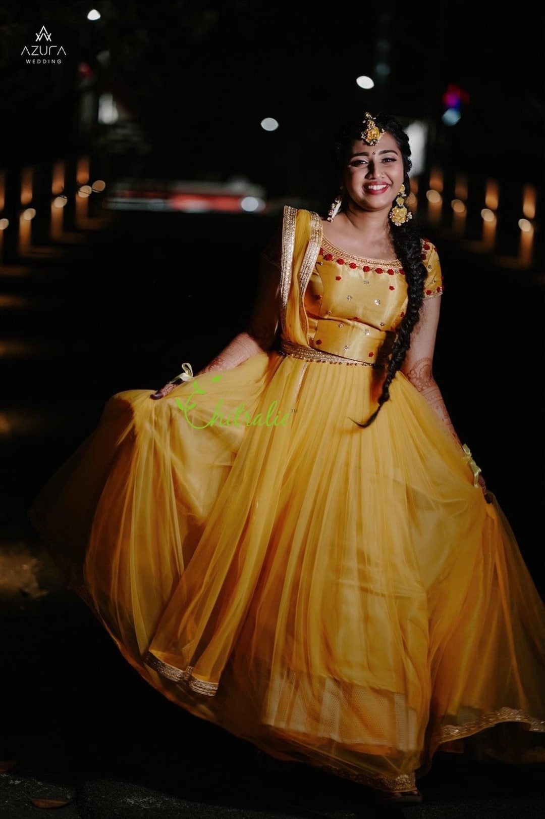Yellow Tulle Lehenga Choli: Designer Haldi Wedding Outfit