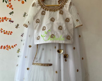 Outstanding White Net Desgner Lehenga Choli/ Custom made Indian Party Wear Lehenga
