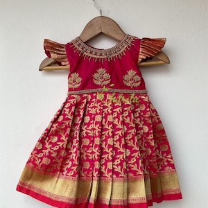 Kleinkind dunkel rosa Kittel für Festivals / Neugeborene Baby Mädchen Geschenk indische ethnischen tragen
