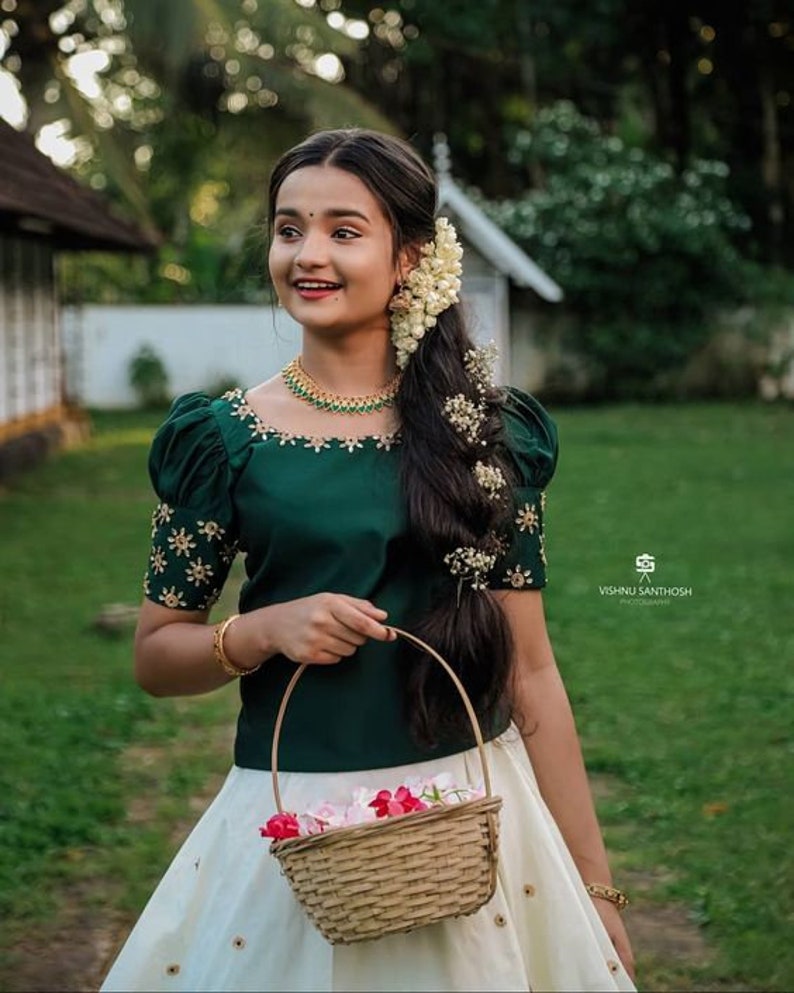 Girls Kerala Traditional Wear Made of Gold Kasavu/ Kasavu | Etsy