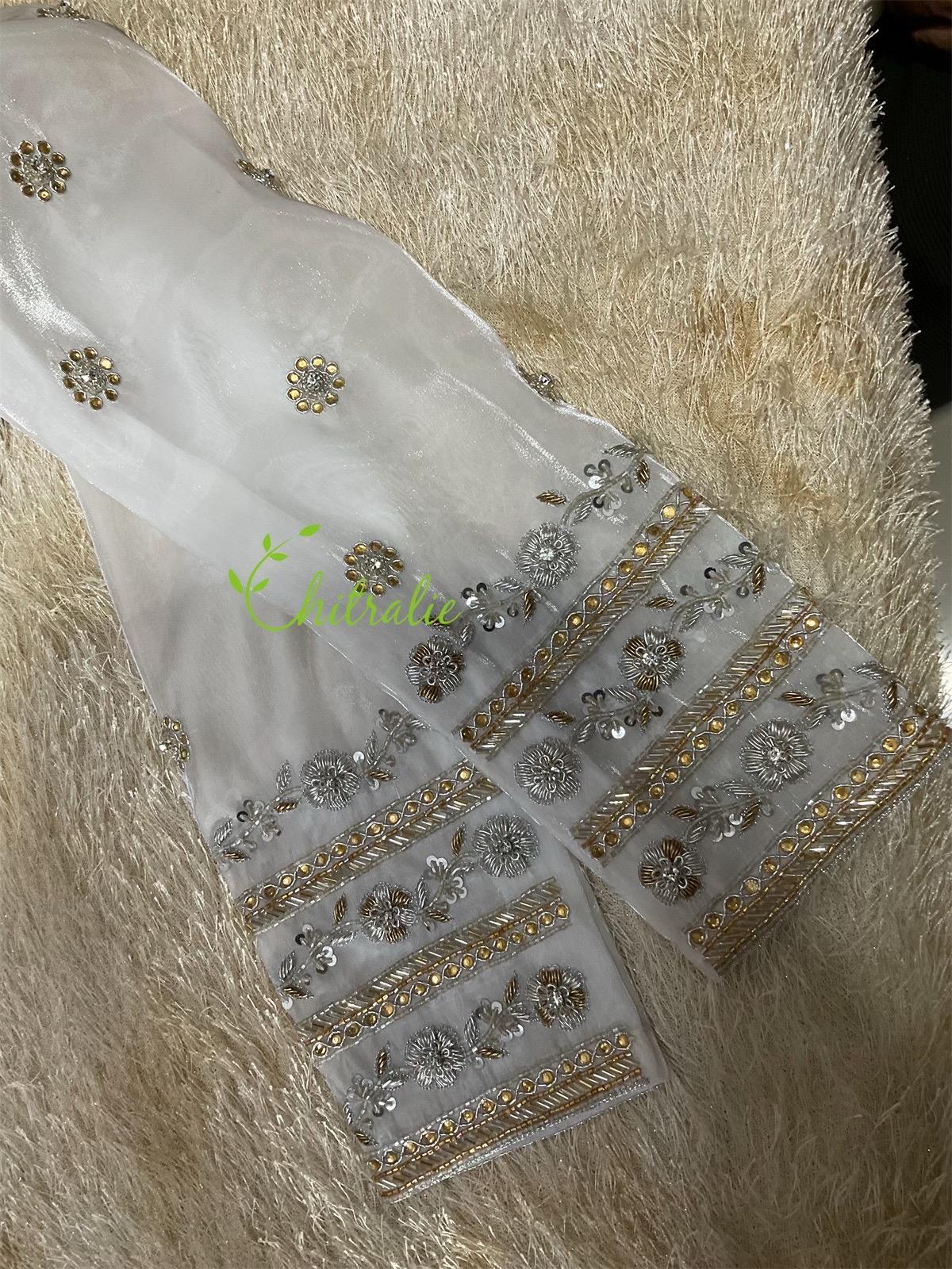 Custom Made White Designer Blouse for X'mas Celebrations