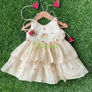 Toddler Knot frock for Naming Ceremony/ Newborn Baby Girls Onam Dress/ Kerala Traditional Dress for Onam