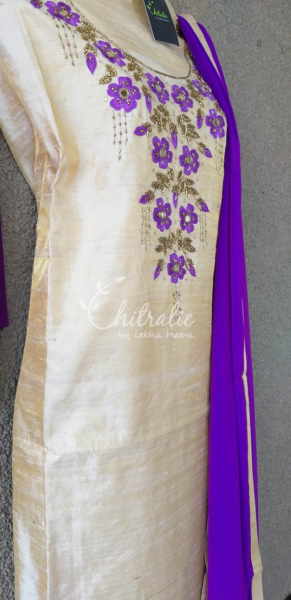Simple silk top salwar kameez designs