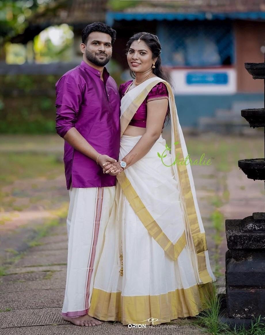 kerala engagement dress Peach Crop Top Rental Kerala