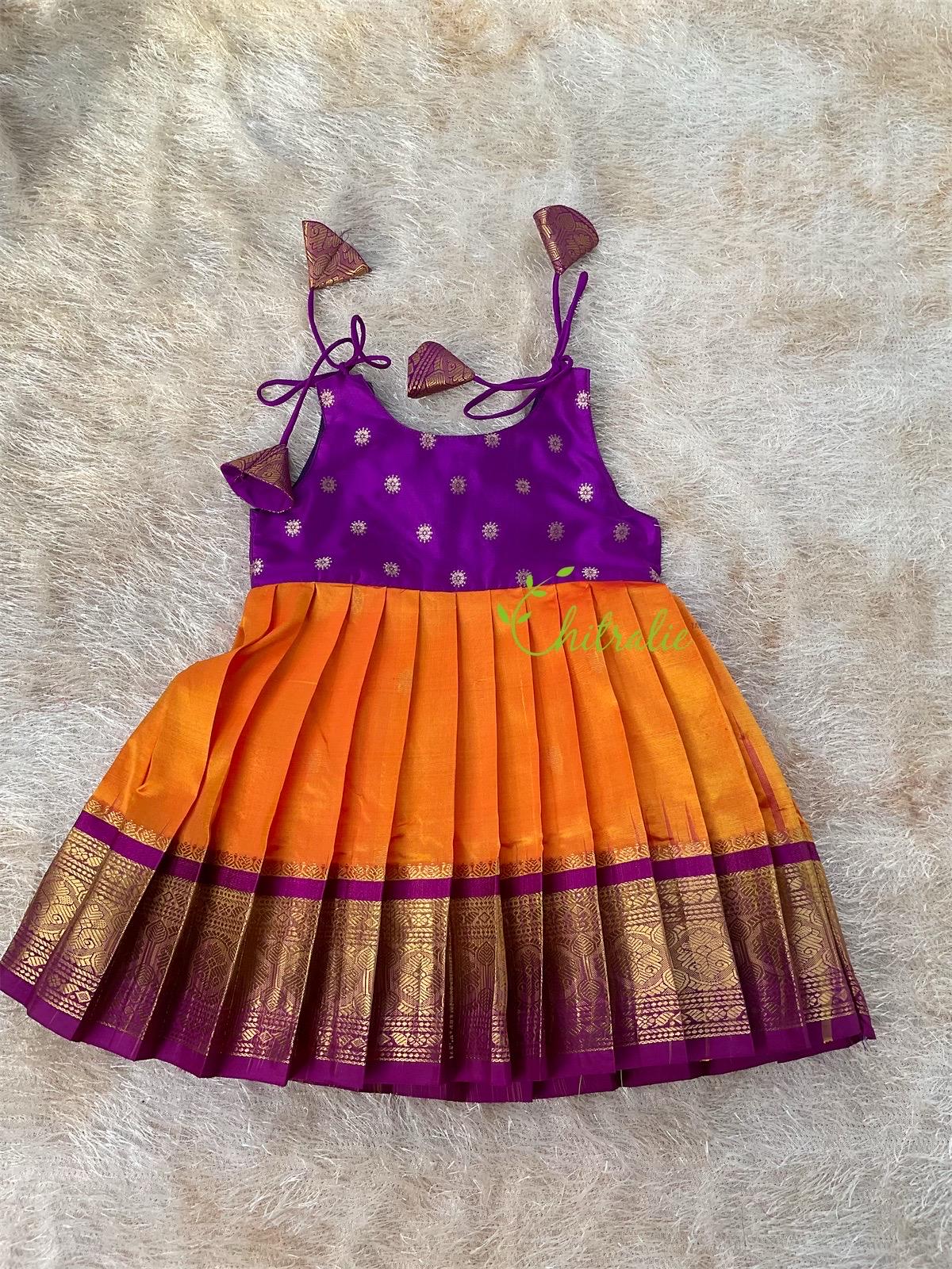 fitted lace wedding dress Orange Purple Halter Neck Baby Girls Birthday Dress – Stanwells Kids