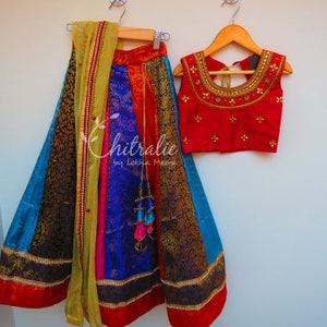 Kids Multi Color Lehenga Choli Dupatta/Girls Indian Designer Lehenga Choli Multi Color/ Haldi or Mehandi Dress
