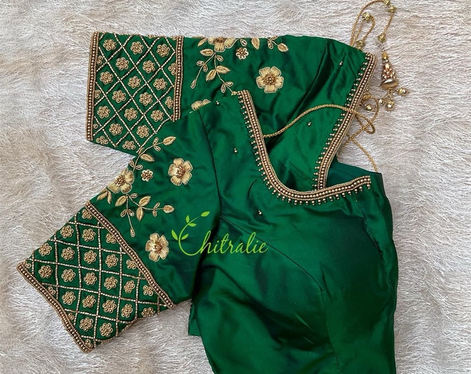 Beautiful Embroidery Cotton Silk Blouse Saree Readymade Blouse - Etsy