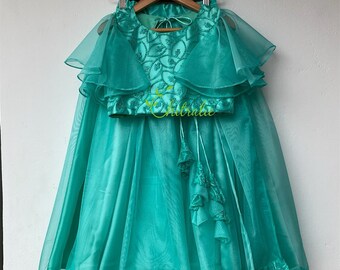 Baby Girls Aqua Green Lehenga Choli Dupatta/ Indian Ethnic Wear