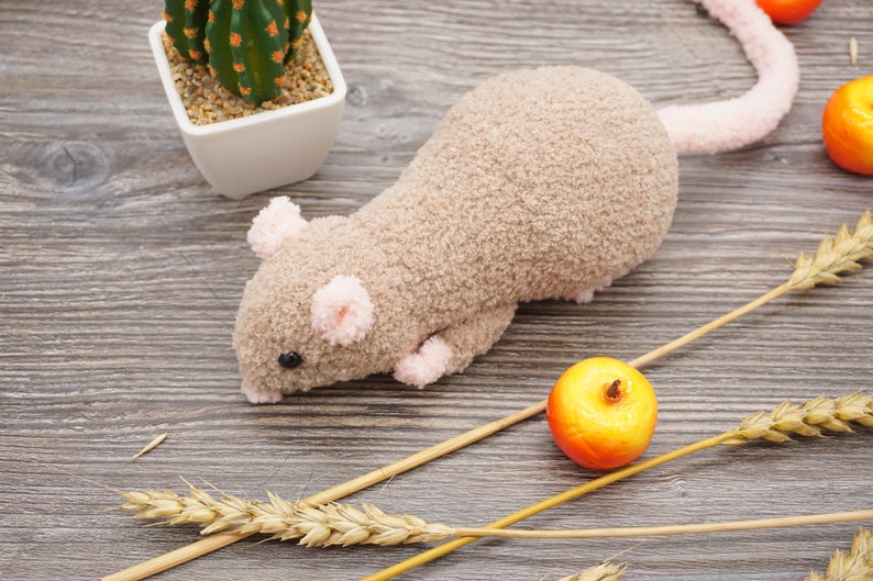 Stuffed animal rat toy realistic knitted brown rat plush Etsy