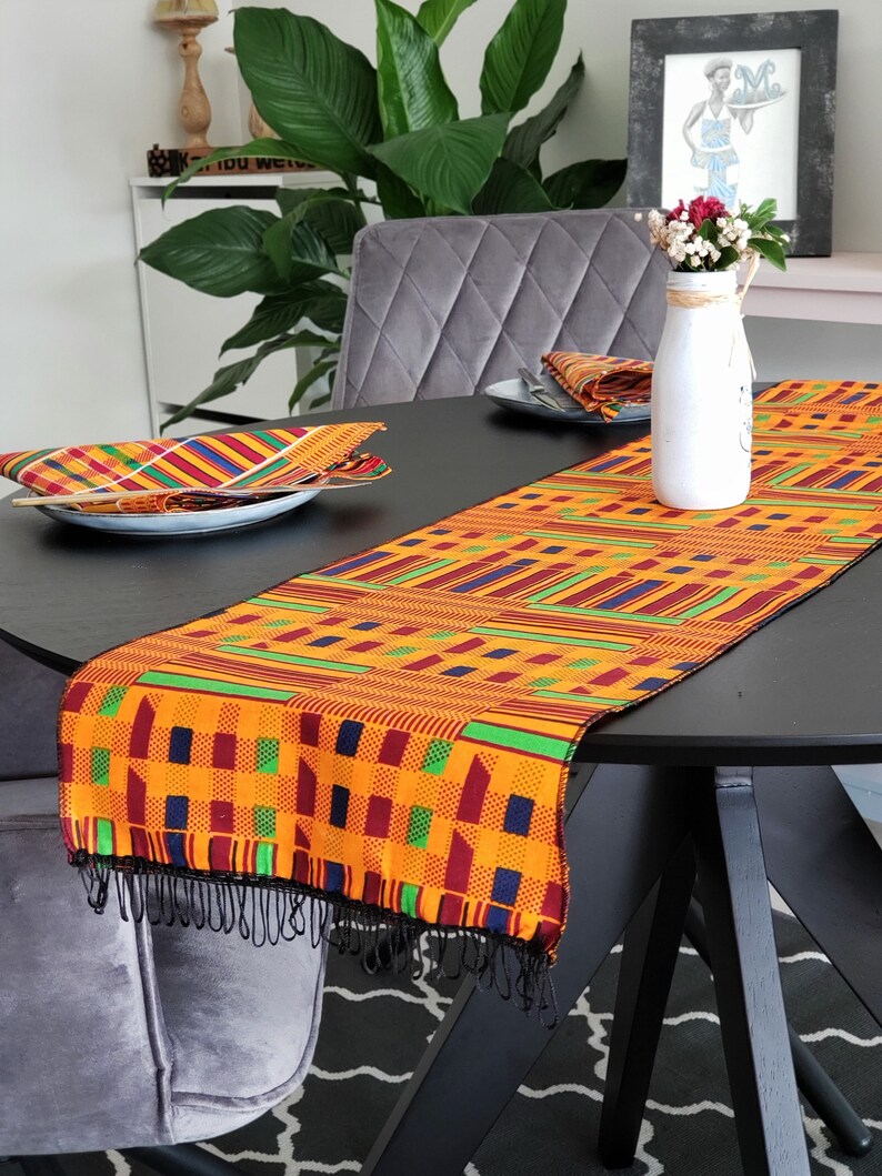 Kente Table Runner Orange Scarf African Tribal Home Decor - Orange Coffee Table Runner Kente Table Runner Orange Scarf African Tribal Home Decor - Orange Coffee Table Runner