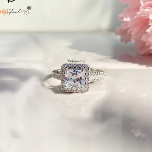 Prim Silver Princess Cut Ring| Princess cut Ring|Princess cut ring silver|Princess cut halo ring|Sterling Silver Ring|CZ Ring|Cz Ring Silver