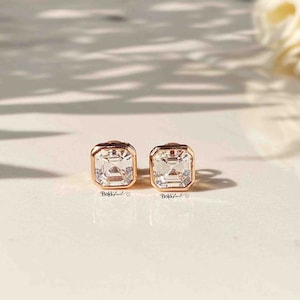 Argent asschercut silver Earstuds|Asscher Cut Earrings| Silver Earrings| Asscher Cut Earrings| Sterling Silver Studs| Solitaire Studs Silver
