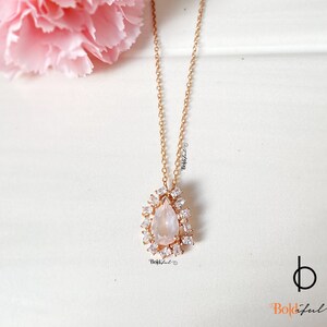 Rosette Silver Pendant With Chain|Rose quartz Pendant |Rose quartz necklace|Silver Pendant |Gemstone Necklace | gift for mom| Silver Pendant