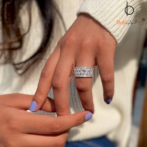 Zigzag 925 Silver Band| Silver Band Ring| Band Ring| Wedding Band|Cubic Zirconia Band|Band Ring Silver|Sterling Silver Band|Silver Wide Band