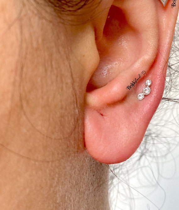 92.5 Silver Earring-(Upper & Lower Studs) - Sanjay Jewellers