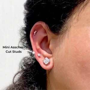 Mini Asscher Cut Studs | 925 Sterling Silver Studs | Cubic Zirconia Stud Earrings | Earrings For Women | Gemstone Earring | Birthday Gift