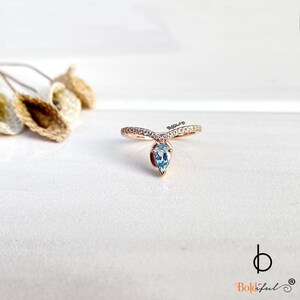 Tiara Minimal Pear Ring| Aquamarine Ring | Aquamarine Ring Silver | Dainty Ring | Natural Aquamarine Ring| Gift for her | Anniversary gift