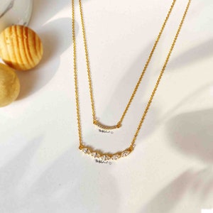Marquise Double Layered Necklace | Layered Necklace | Minimal Necklace Silver |  Necklace for Women | Double Layer Necklace |Necklace Silver